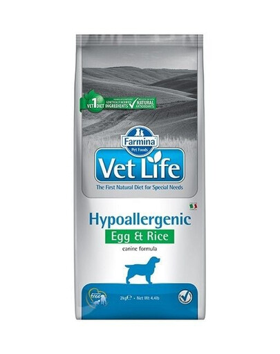 FARMINA Vet Life Hypoallergenic Egg & Rice Dog 12 kg croquettes pour chiens allergiques + 2 × FARMINA Vet Life Dental Treat Hypoallergenic Fish Mini 60 g (7 pcs) GRATUIT