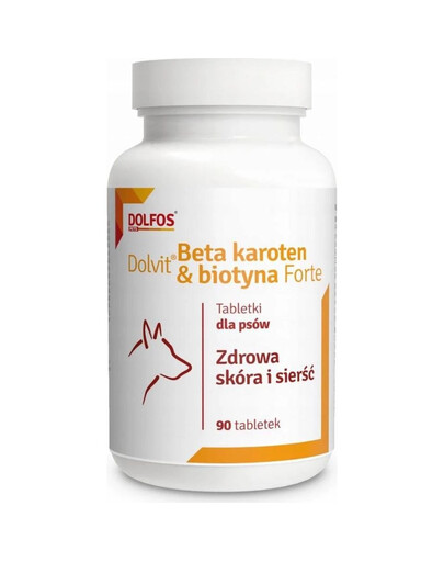 DOLFOS Dolvit Beta Karoten & Biotyna Forte 90 tabl. preparat na zdrową sierść i skórę dla psów