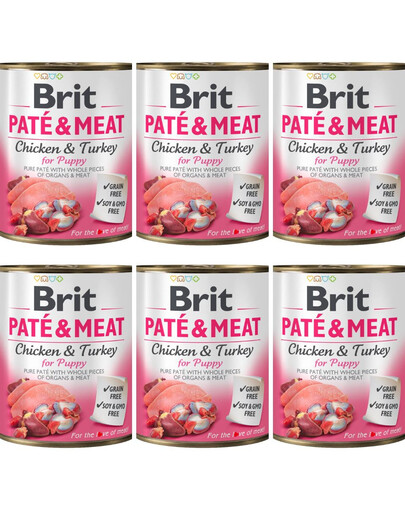 BRIT Pate&Meat puppy 6x800 g pasztet dla szczeniąt