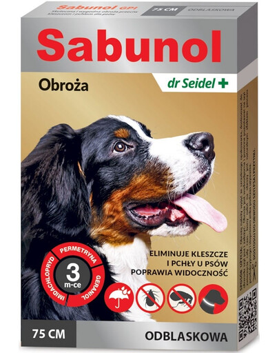 Sabunol Obroża odblaskowa dla psów przeciw pchłom i kleszczom 75 cm