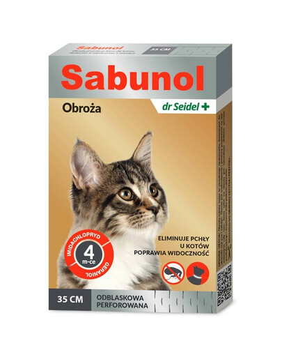 Sabunol Obroża odblaskowa dla kota przeciw pchłom 35 cm