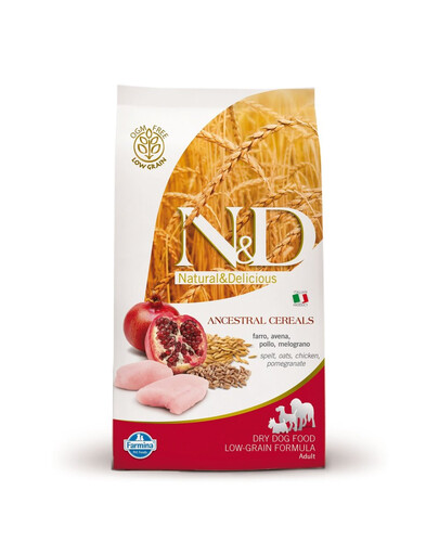 FARMINA N&D Ancestral Grain Chicken&Pomegranate Adult Pour chiens avec poulet et grenade 2.5 kg
