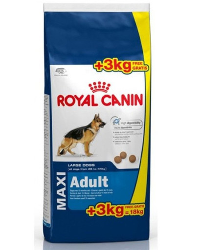 ROYAL CANIN Maxi adult 15 kg + 3 kg FREE
