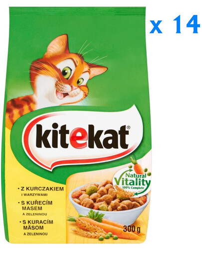 KITEKAT Aliments secs poulet et légumes 14x0.3 kg