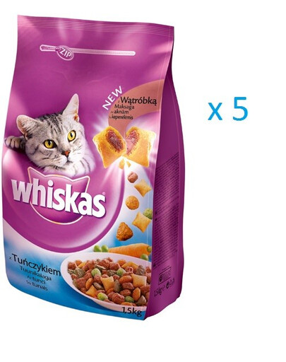 WHISKAS Thon sec, légumes 1,5 kg x5