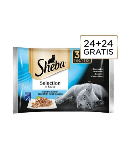 SHEBA Saveurs de poisson 24 sachets + 24 GRATIS!