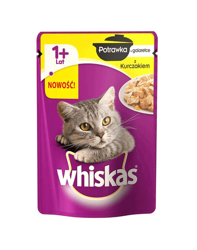 WHISKAS Un plat en gelée (1+ lat) avec du poulet 28x85g