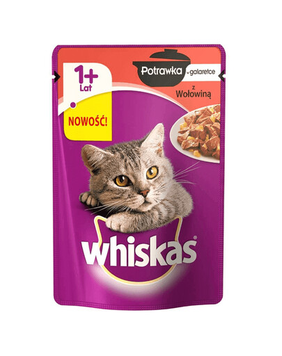 WHISKAS Repas en gelée (1+ ans) avec bœuf 85g