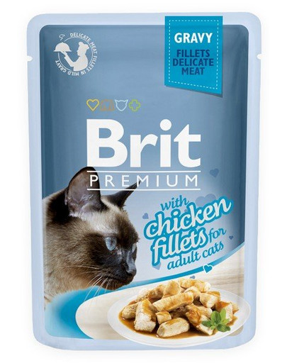 BRIT Premium Cat Pouch with Chicken Fillets in Gravy for Adult Cats 85g fillet de chicken