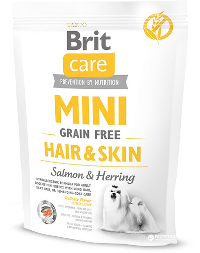 BRIT Care Mini Grain Free Hair&Skin - Sans céréales pour chiens de races miniatures aux poils longs - 400g