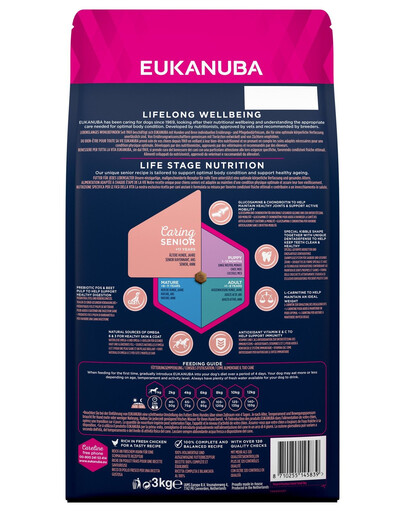 EUKANUBA Caring - Chien Sénior de Petite Race riche en Poulet frais - 3kg