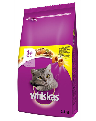 WHISKAS Adult 1+ avec du poulet 3,8 kg