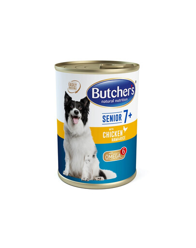 BUTCHER'S WCD Blue Senior Pâtée de poulet, jambon, riz 390 g
