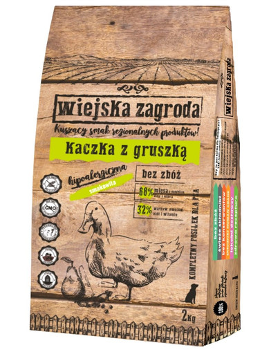 WIEJSKA ZAGRODA - Croquettes canard et poire pour chiens actifs - 9 kg