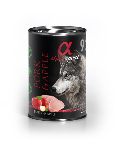 ALPHA SPIRIT Wet Pork&Apple Nourriture humide avec porc et pomme pour chiens 6x400 g