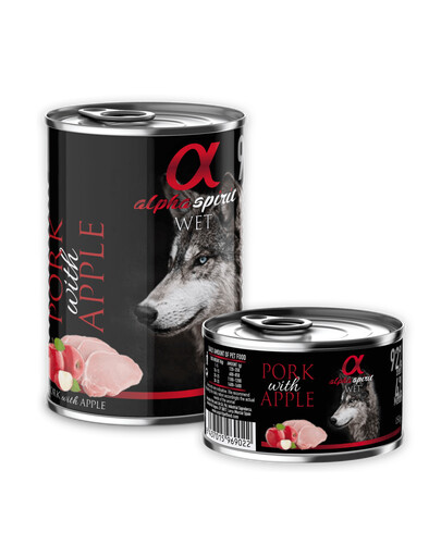 ALPHA SPIRIT Wet Pork&Apple Nourriture humide avec porc et pomme pour chiens 6x400 g