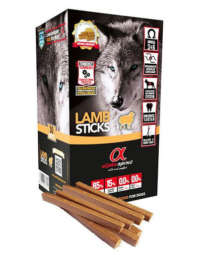 ALPHA SPIRIT Lamb Sticks Bâtonnets d'agneau semi-humides hypoallergéniques 4x16x10 g