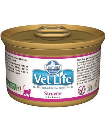 FARMINA Vet Life Struvite Cat Aliments humides pour dissoudre les calculs de struvite 85 g