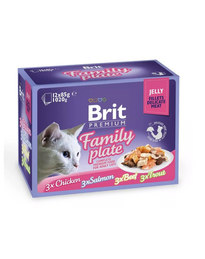 BRITPremium Cat Pouch Family Plate Jelly 1,2 kg (12x85 g)