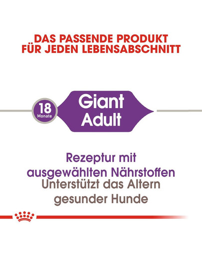 ROYAL CANIN Giant adult croquettes pour chiens adultes, à partir de 18/24 mois, races géantes 15 kg + 3 kg