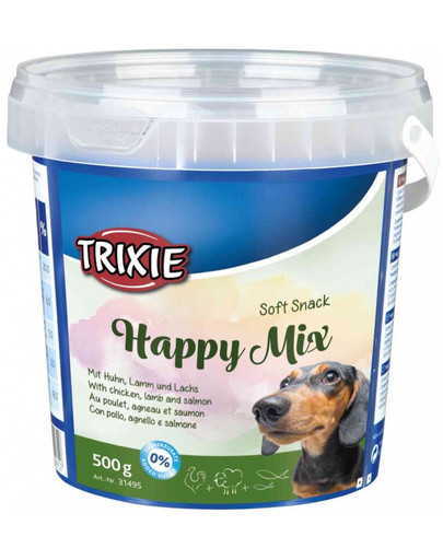 TRIXIE Happy Mix Mélange de snacks mous pour chiens 500 g - poulet, agneau et saumon