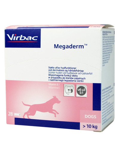 VIRBAC Megaderm 28x8 ml Complément alimentaire pour chiens de 10 à 30 kg pour les problèmes de peau