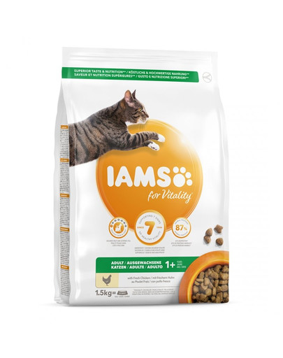 IAMS for Vitality Chicken karma pour chats adultes avec du poulet 1,5 kg
