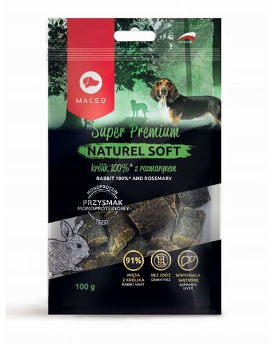 MACED Super Premium Naturel Soft - Friandises moelleuses de lapin et romarin - 100 g