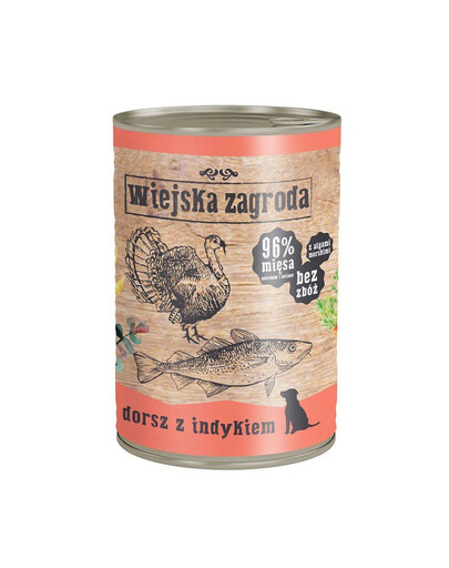 WIEJSKA ZAGRODA Morue à la dinde 400 g nourriture pour chiens sans céréales