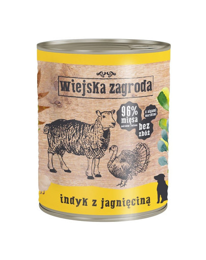 WIEJSKA ZAGRODA -  nourriture humide dinde et agneau, sans céréales, pour chiens - 800 g