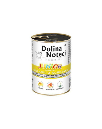 DOLINA NOTECI Premium Junior - gésiers de poulet et foie de veau pour chiots et jeunes chiens de moyennes et grandes races - 400 g