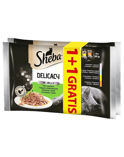 SHEBA Sachet de gelée Delicacy Saveurs mélangées 56 x 85 g (28 +28 gratuit)