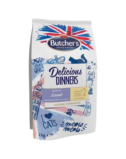 BUTCHER'S Delicious Dinners Cat dry Croquettes pour Chats Lamb 2kg