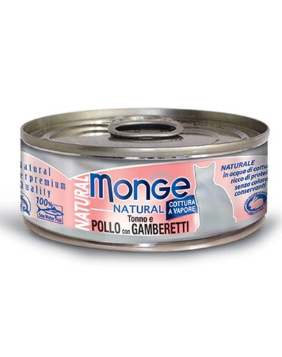 MONGE Natural Cat Thon avec Poulet et Crevettes 80g
