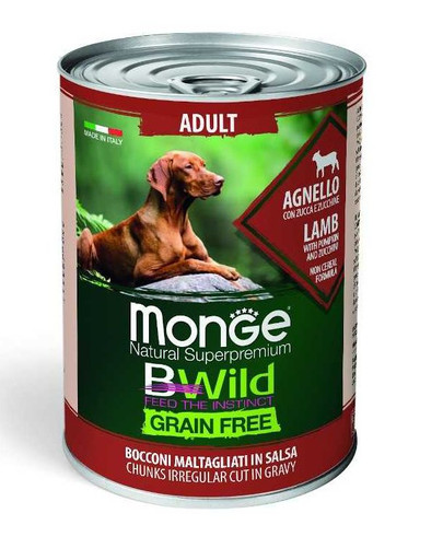 MONGE BWild Nourriture pour chiens sans grain avec agneau 400g