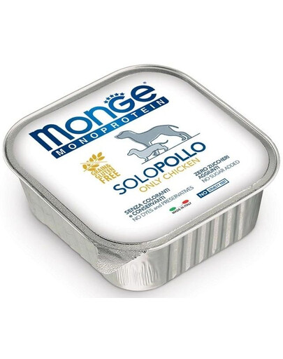 MONGE Dog Monoprotein Solo - Pâtée monoprotéinée de poulet sans céréales - 150 g