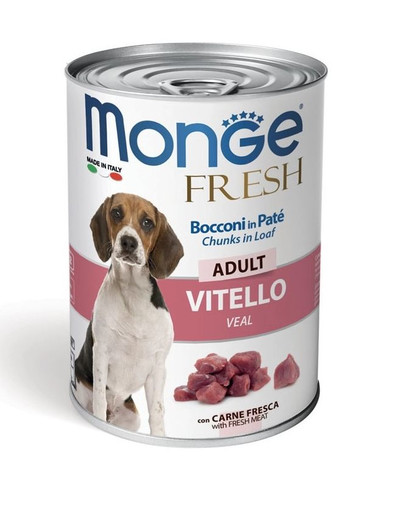 MONGE Fresh Dog - Morceaux de veau en pâtée - 400g