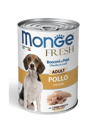 MONGE Fresh Dog Croquettes pour chien Poulet en pâte 400g