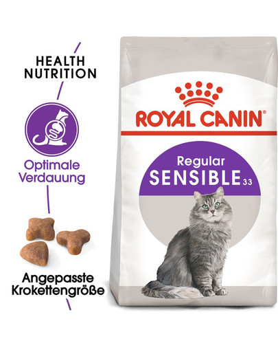 ROYAL CANIN Regular Sensible 33 - Croquettes pour chats adultes à l'appareil digestif sensible - 20 kg (2x10 kg)