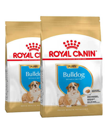 ROYAL CANIN Bulldog Puppy 24 kg (2 x 12 kg) aliment sec pour chiots jusqu'à 12 mois, race bulldog anglais