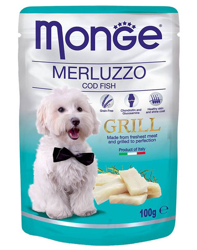 MONGE Grill aliments humides pour chiens avec de la morue 100 g