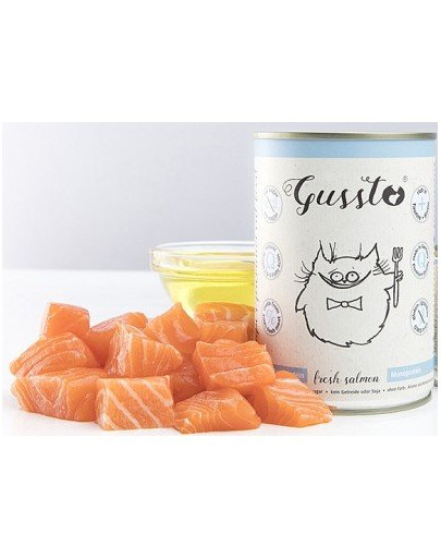 GUSSTO Cat Fresh Salmon 12x400 g - nourriture humide pour chats au saumon frais
