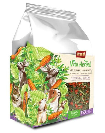 VITAPOL Vita Herbal Mélange complémentaire pour rongeurs et lapins Avoine aux carottes 150 g
