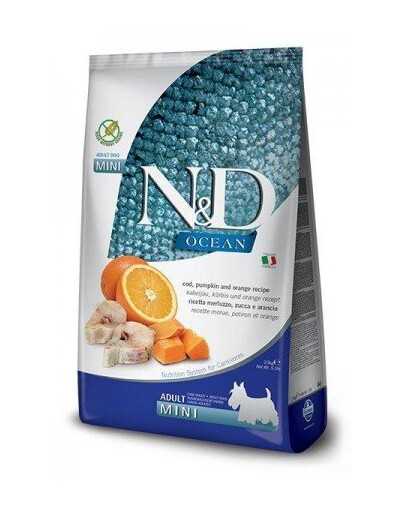 FARMINA N&D Ocean morue, potiron, orange pour chiens adultes de petite taille 14 kg (2 x 7 kg)
