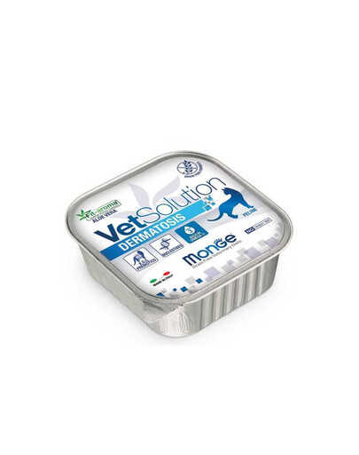 MONGE Vet Solution Cat Dermatos - Pâtée vétérinaire pour chats avec perte de poils - 100 g