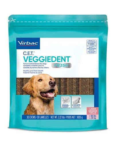 VIRBAC Veggiedent Fresh L (>30 kg) chiens à mâcher 15 pièces