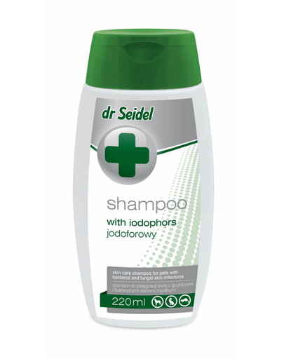 DR SEIDEL Shampooing iodophore pour chiens contre les infections cutanées bactériennes et fongiques 220 ml