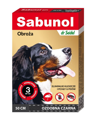 DR SEIDEL Sabunol GPI Collier antiparasitaire (puces & tiques) pour chiens 50 cm couleur noire