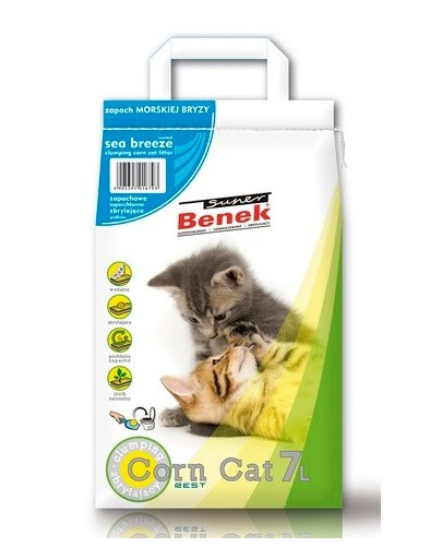 BENEK Super Corn Cat litière de maïs, parfum air marin 7 l x 2 (14 l)
