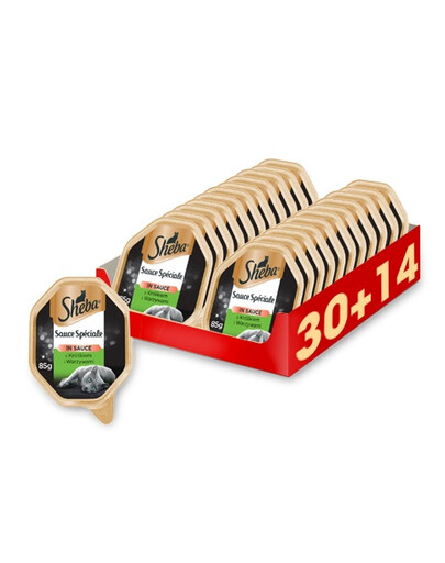 SHEBA Sauce Speciale au lapin et aux légumes 44 x 85g (30 + 14 gratuit)